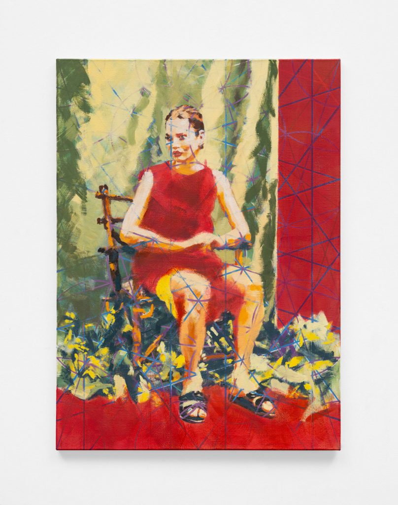 13_25 [Kate sitting], [Nach: Wolfgang Tillmans, Kate sitting, 40,6 x 30,5 cm, Chromogener Farbabzug, 1996. In: https://sammlung.staedelmuseum.de/de/werk/kate-sitting.], 110 x 80 cm, Öl und Eitempera auf Leinen, 2025